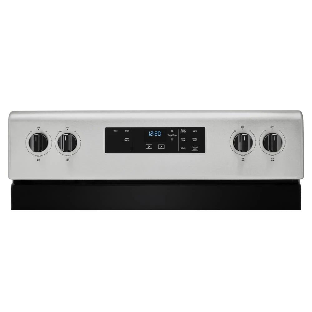 4.8 Cubic Feet Electric Range With Keep Warm Setting - Stainless Steel / Black