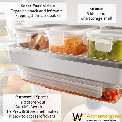 Refrigerator Prep And Store Shelf Kit With 5 Bins, 5 Lids, And 1 Shelf For Models Wrf757Sd And Wrf767Sd