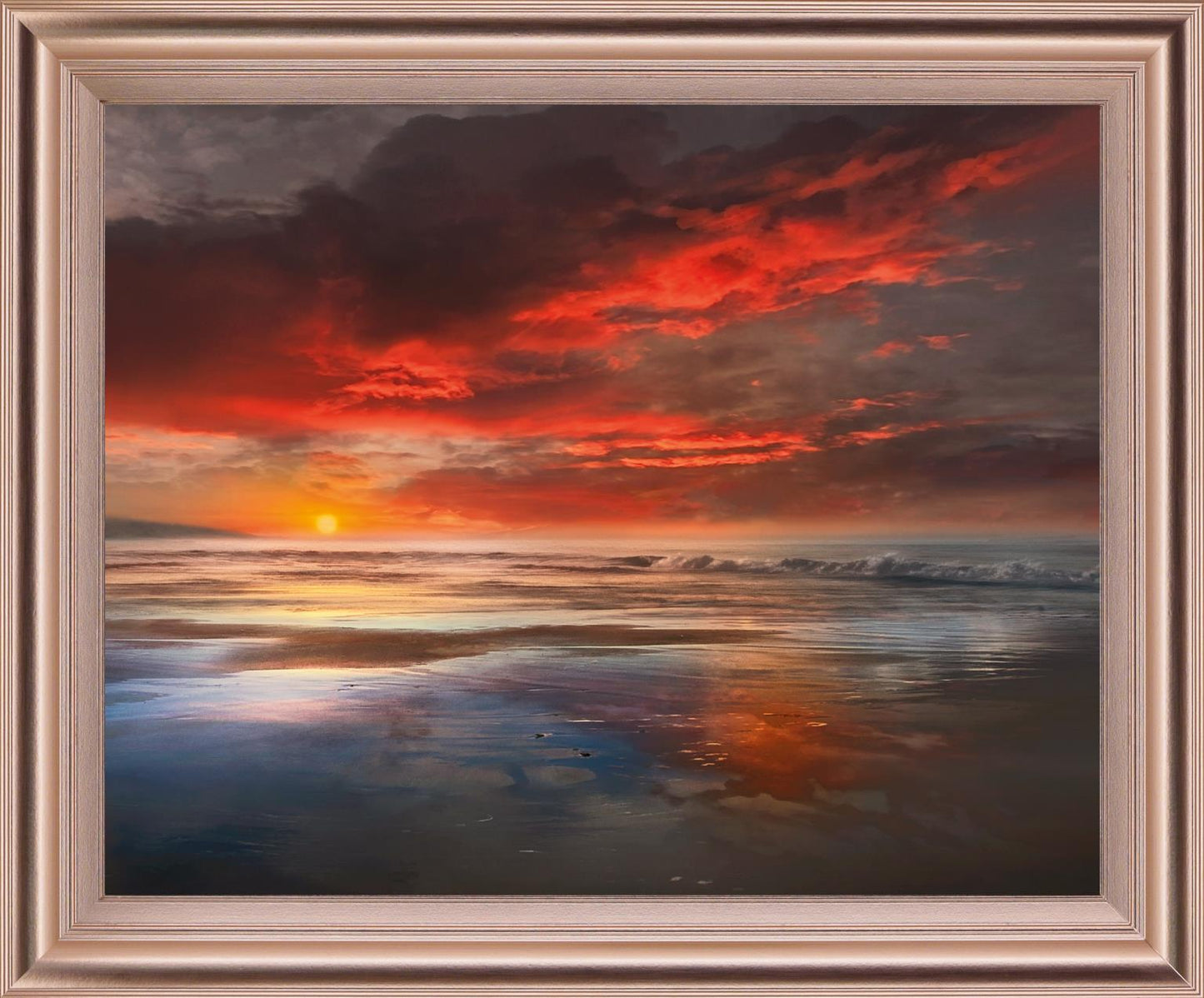 Fiery Dusk Reflection - 28" x 34" Framed Wall Art