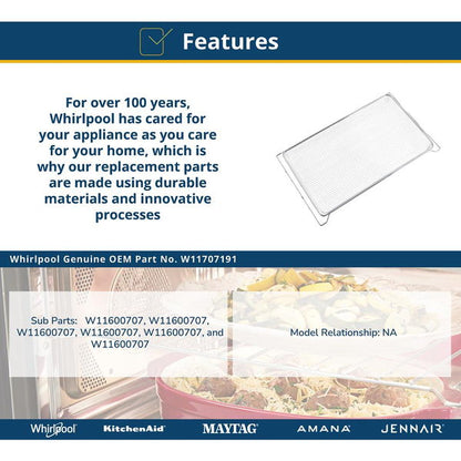 Built-In Microwave Air Fryer Basket - Stainless Steel For Models KMMF530/730P, WMMF7330/7530R, JMHF730/930R & KMBS724SPS (17 1/4" L X 10 1/2" W X 1 1/2" H)