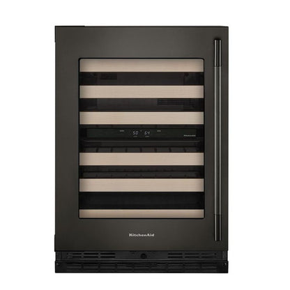 24" Undercounter Wine Cellar With Full-Extension Wood-Front Racks - Black Ore