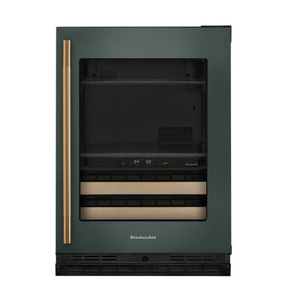 24" Beverage Center With Glass Door And Wood-Front Racks - Juniper
