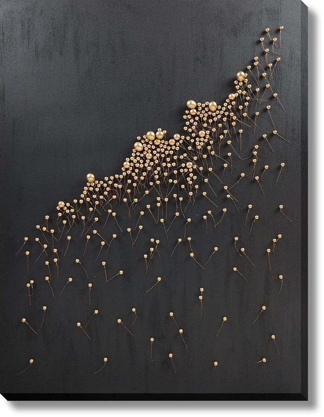 Golden Cluster Drift - 36" x 48" Framed Wall Art