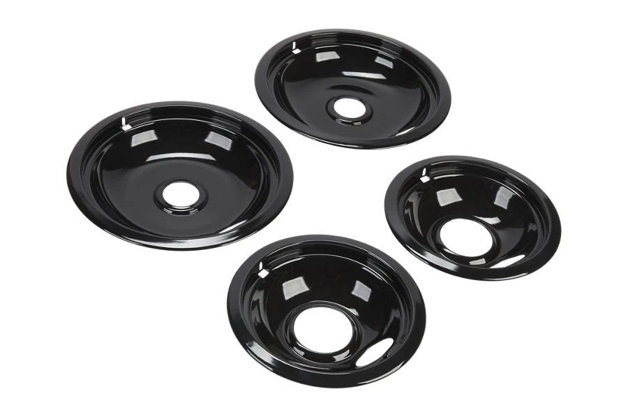 Range Electric/Cooktop 4-Pack Round Drip Bowls (Two 6" And Two 8") - Black For Non-Hinged, 2-Wire Plug Cooking Elements - Black