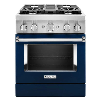 30'' Smart Commercial-Style Dual Fuel Range With 4 Burners - Ink Blue