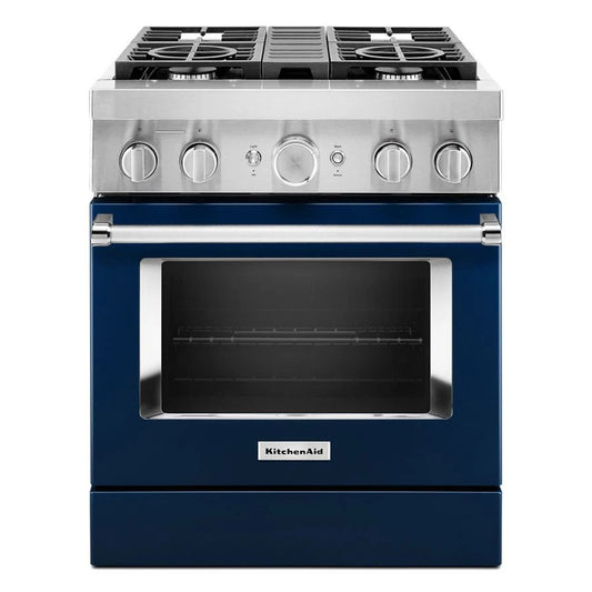 30'' Smart Commercial-Style Dual Fuel Range With 4 Burners - Ink Blue