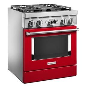 KitchenAid 30'' Smart Commercial-Style Dual Fuel Range With 4 Burners - Passion Red