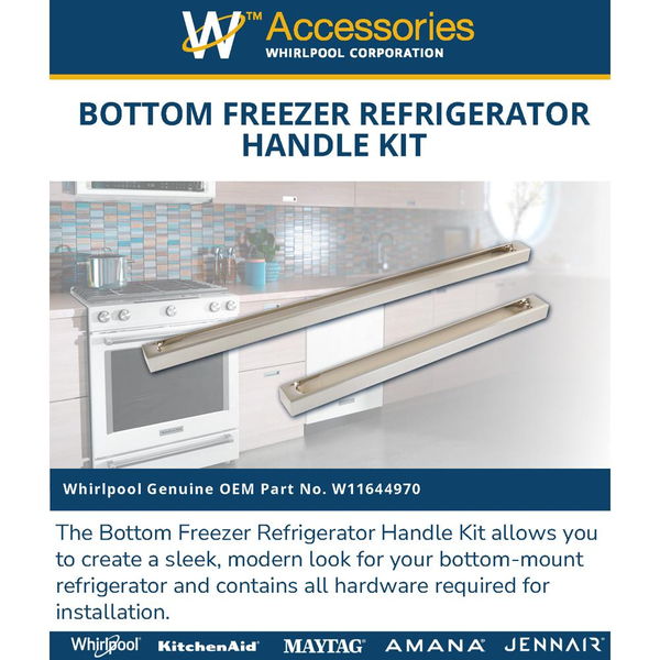 JennAir 30" Noir Built-In Bottom Mount Freezer Refrigerator Handle Kit - Stainless Steel for JBBFR30NMX and JBBFL30NMX Models