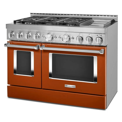 48'' Smart Commercial-Style Gas Range With Griddle - Scorched Orange
