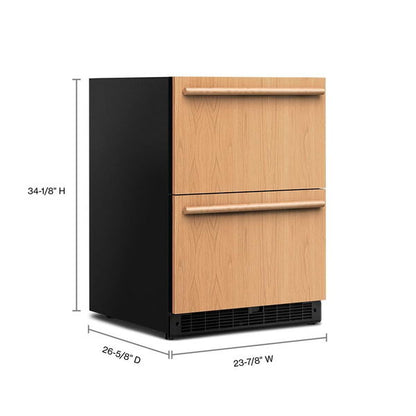 24" Panel-Ready Undercounter Double-Drawer Refrigerator, Backlit Touch Controls