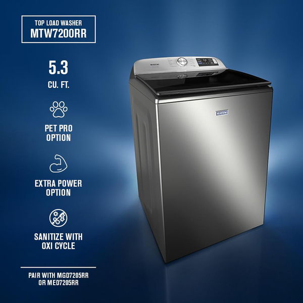 5.3 Cu. Ft. Pet Pro Top Load Impeller Washer With Extra Power And Sanitize Cycle With Oxi - Classic SIlver