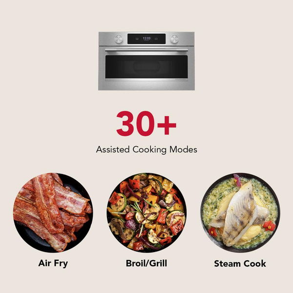30" Smart Electric Combo Wall Oven With Assisted Cooking Modes, Backlit Knobs - Printshield Finish