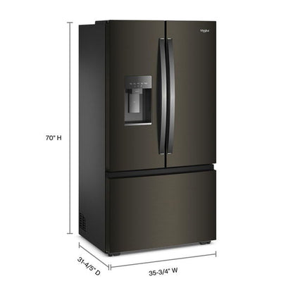 36" Wide True Counter Depth 3-Door French Door Refrigerator - 23.4 Cu. Ft. - Black Stainless Finish