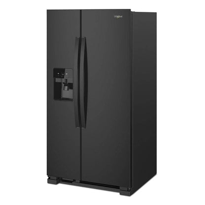 36" Wide Side-By-Side Refrigerator, 25 Cubic Feet, In-Door-Ice Storage - Black