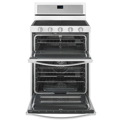 6.0 Cubic Feet Gas Double Oven Range With Ez-2-Lift Hinged Grates - White Ice