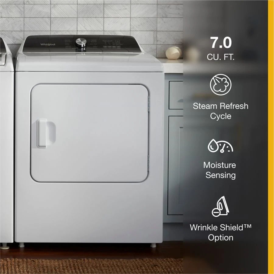7.0 Cubic Feet Top Load Electric Moisture Sensing Dryer With Steam