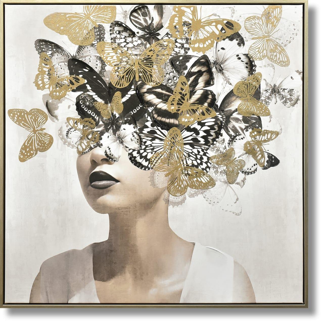 Golden Flutter Reverie - 32" x 32" Framed Wall Art