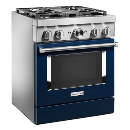 30'' Smart Commercial-Style Dual Fuel Range With 4 Burners - Ink Blue