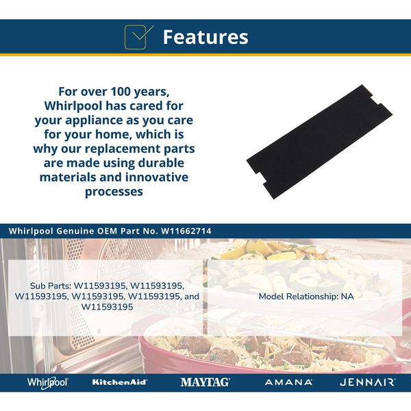 Microwave Hood Combination Charcoal Filter For WMMF5930P, KMMF330P, MMMF6030P Models (19" X 6.25")