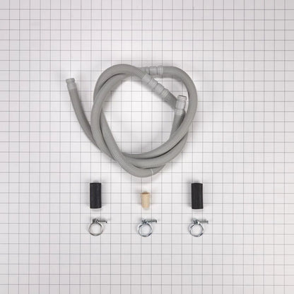 Dishwasher Drain Hose, Extends 100-150 Inches, With 3 Metal Wire Hose Clamps And 2 Molded Rubber Straight End Fittings - Gray