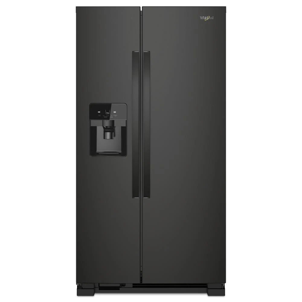 33" Wide Side-By-Side Refrigerator, 21 Cubic Feet - Black