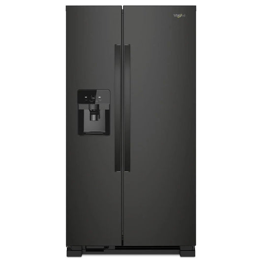 33" Wide Side-By-Side Refrigerator, 21 Cubic Feet - Black