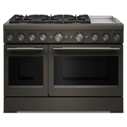 48" 6 Burner Commercial-Style Dual Fuel Range With Griddle - Black Ore