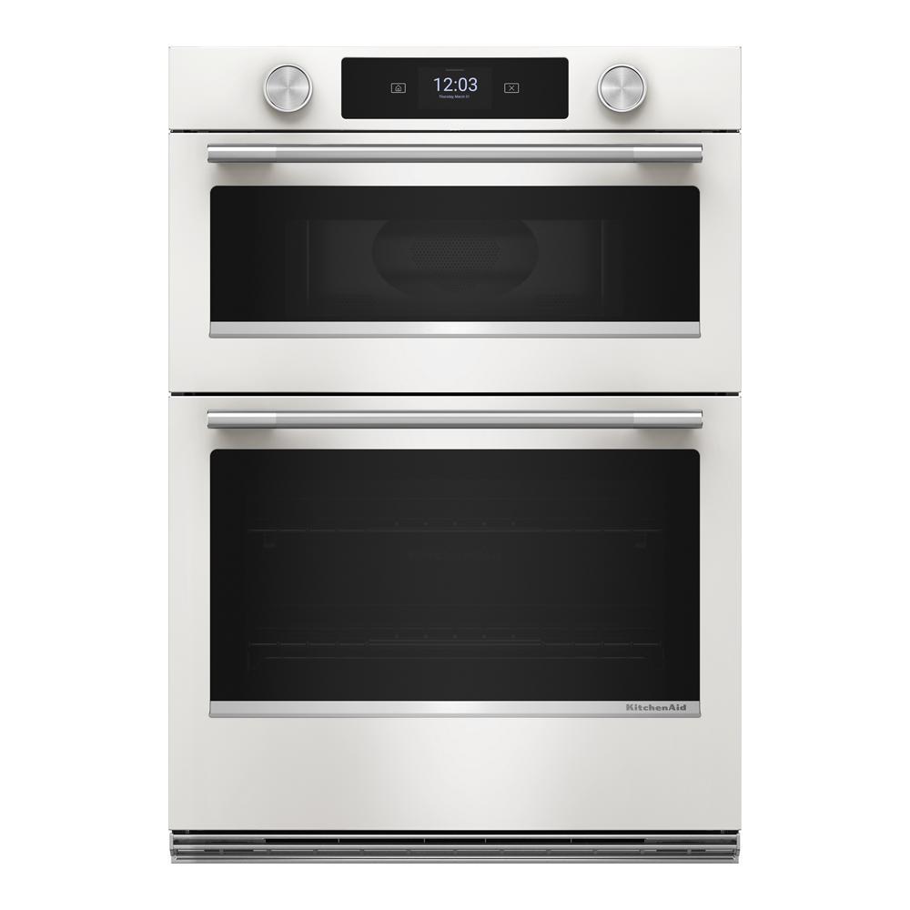 30" Smart Electric Combo Wall Oven With Assisted Cooking Modes - Porcelain White