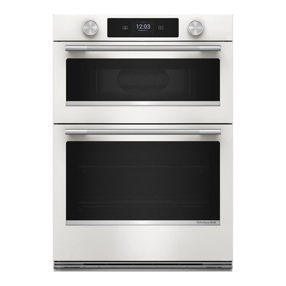 30" Smart Electric Combo Wall Oven With Assisted Cooking Modes - Porcelain White