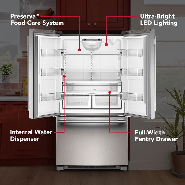25 Cu. Ft. 36" Standard-Depth French Door Refrigerator With Internal Water Dispenser