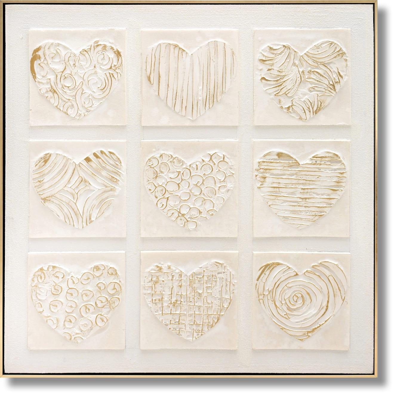 Ivory Embossed Hearts - 32" x 32" Framed Wall Art