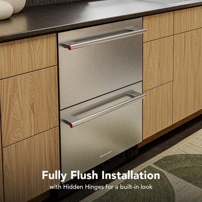 24" Panel-Ready Undercounter Double-Drawer Refrigerator, Backlit Touch Controls
