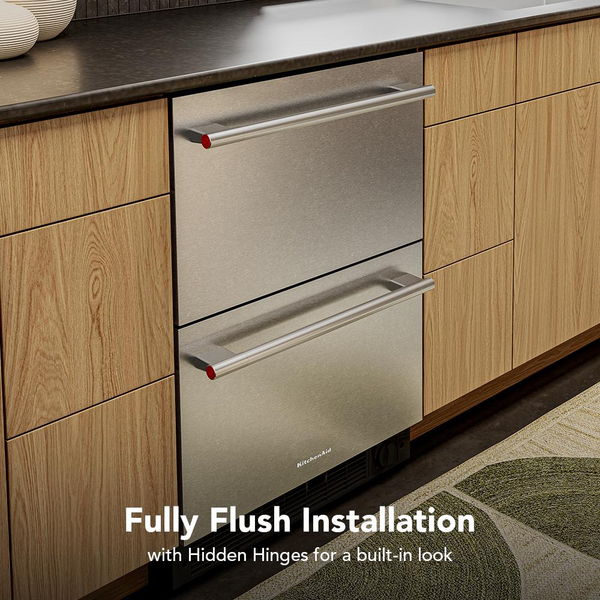 24" Stainless Steel Undercounter Double-Drawer Refrigerator, Backlit Touch Controls