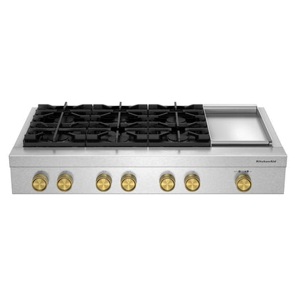 Kitchenaid 48" 6-Burner Gas Commercial-Style Rangetop With Griddle - Stainless Steel