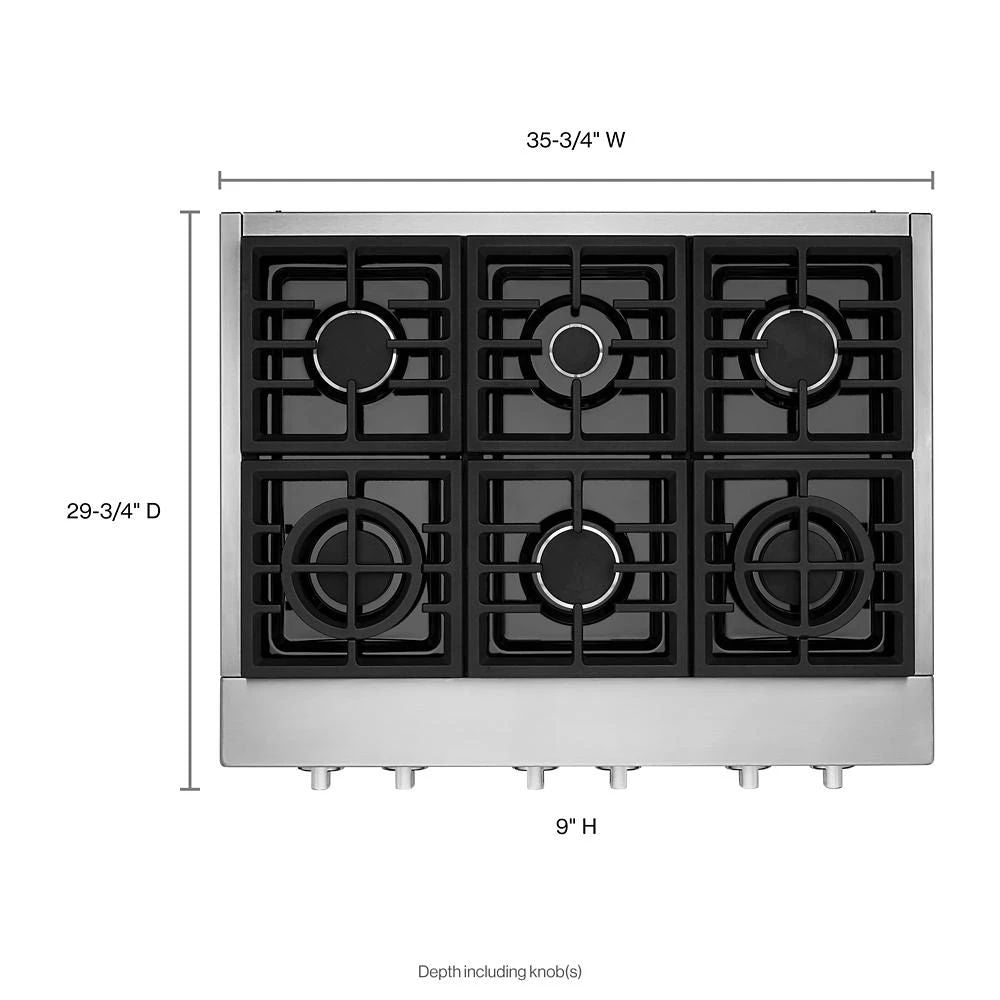36'' 6-Burner Commercial-Style Gas Rangetop - Stainless Steel