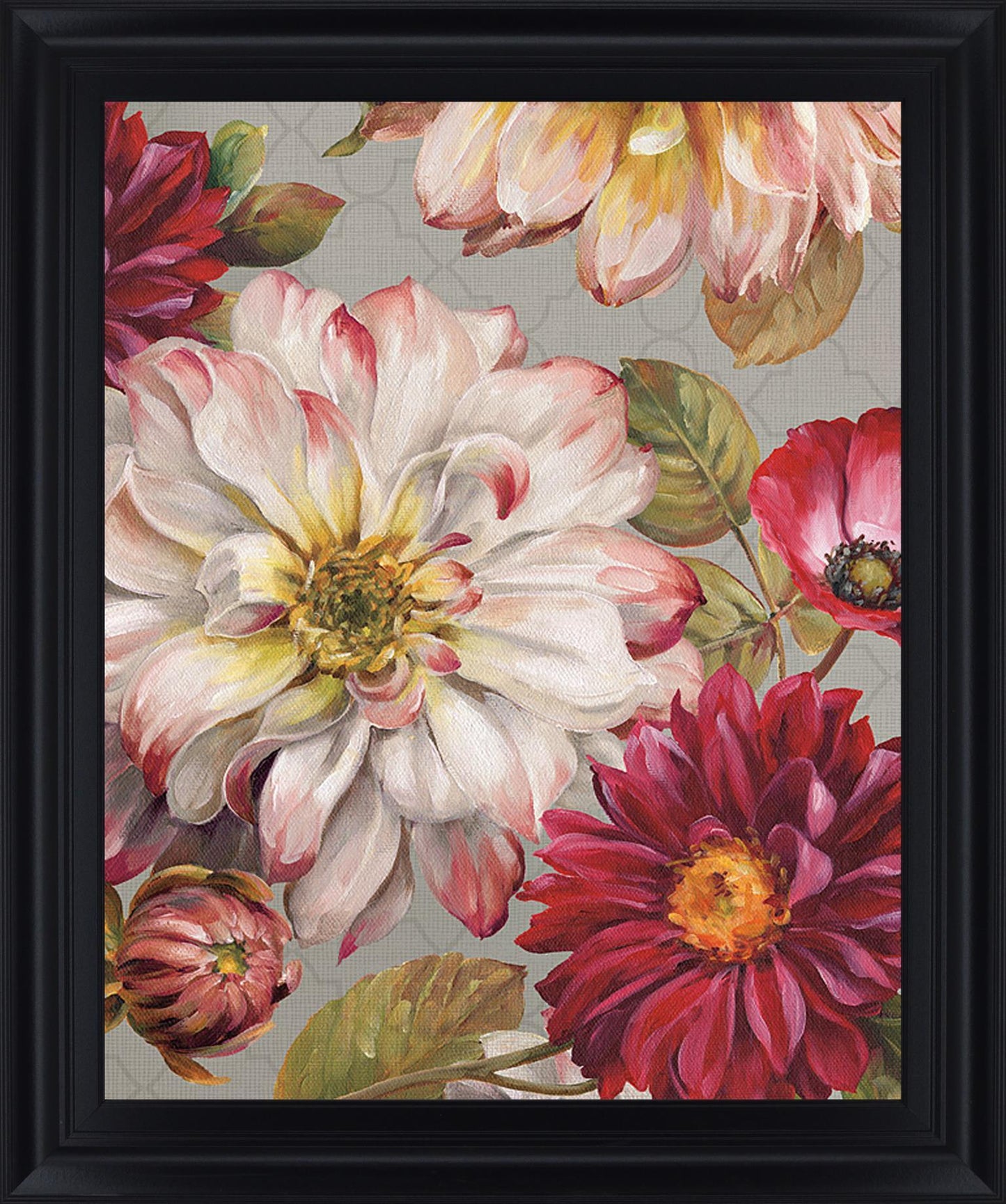 Crimson Dahlia Medley - 28" x 34" Framed Wall Art