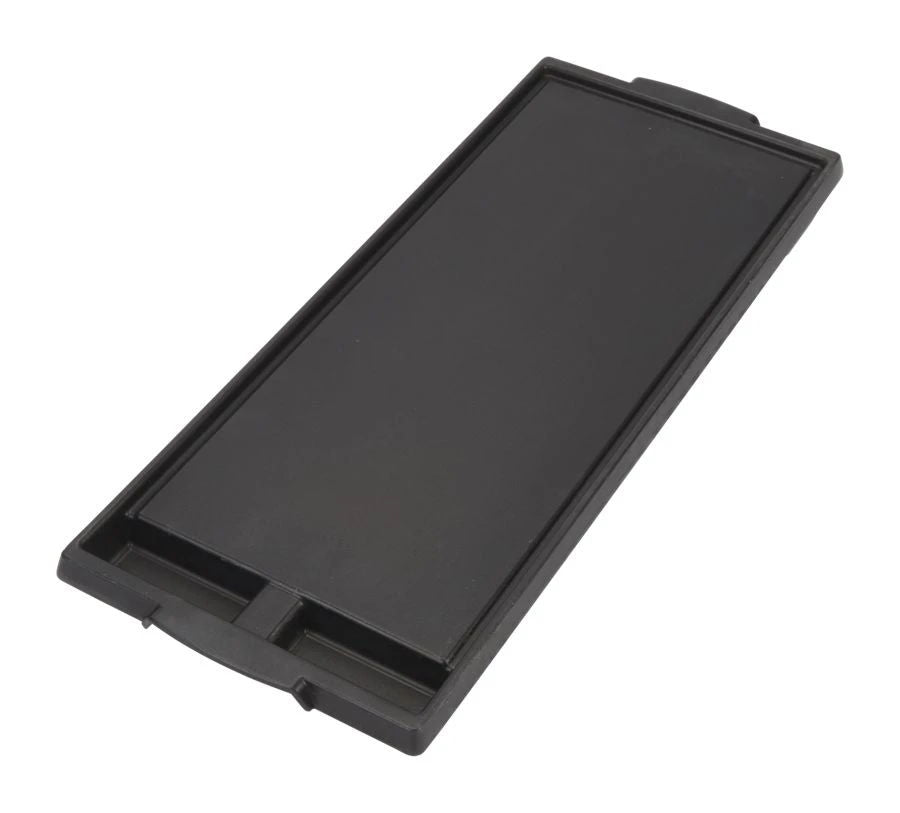 Range Griddle, 2-Divided Grease Wells And Recessed Drain Channels (1" H X 7 3/4" W X 19 3/4" D) - Black With Non-Stick Surface Cast Aluminum