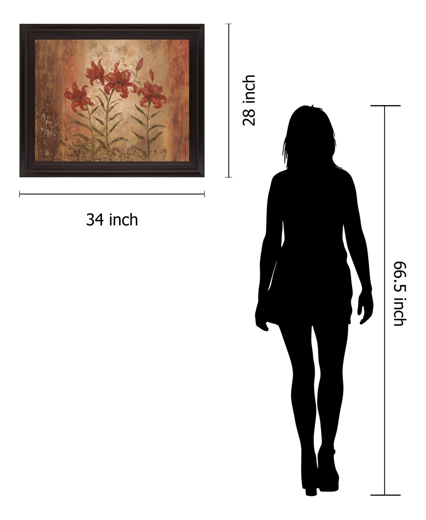 Amber Lily Trio - 28" x 34" Framed Wall Art - Light Brown