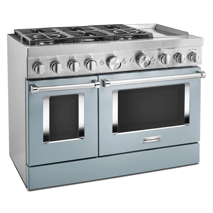 48'' Smart Commercial-Style Dual Fuel Range With Griddle - Misty Blue