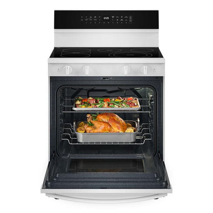 30" Electric Smart Range With Air Cooking Technology, No Preheat Air Fry, High Speed Preheat Oven, Wipeclean Coating, And Steam/Self Clean - White