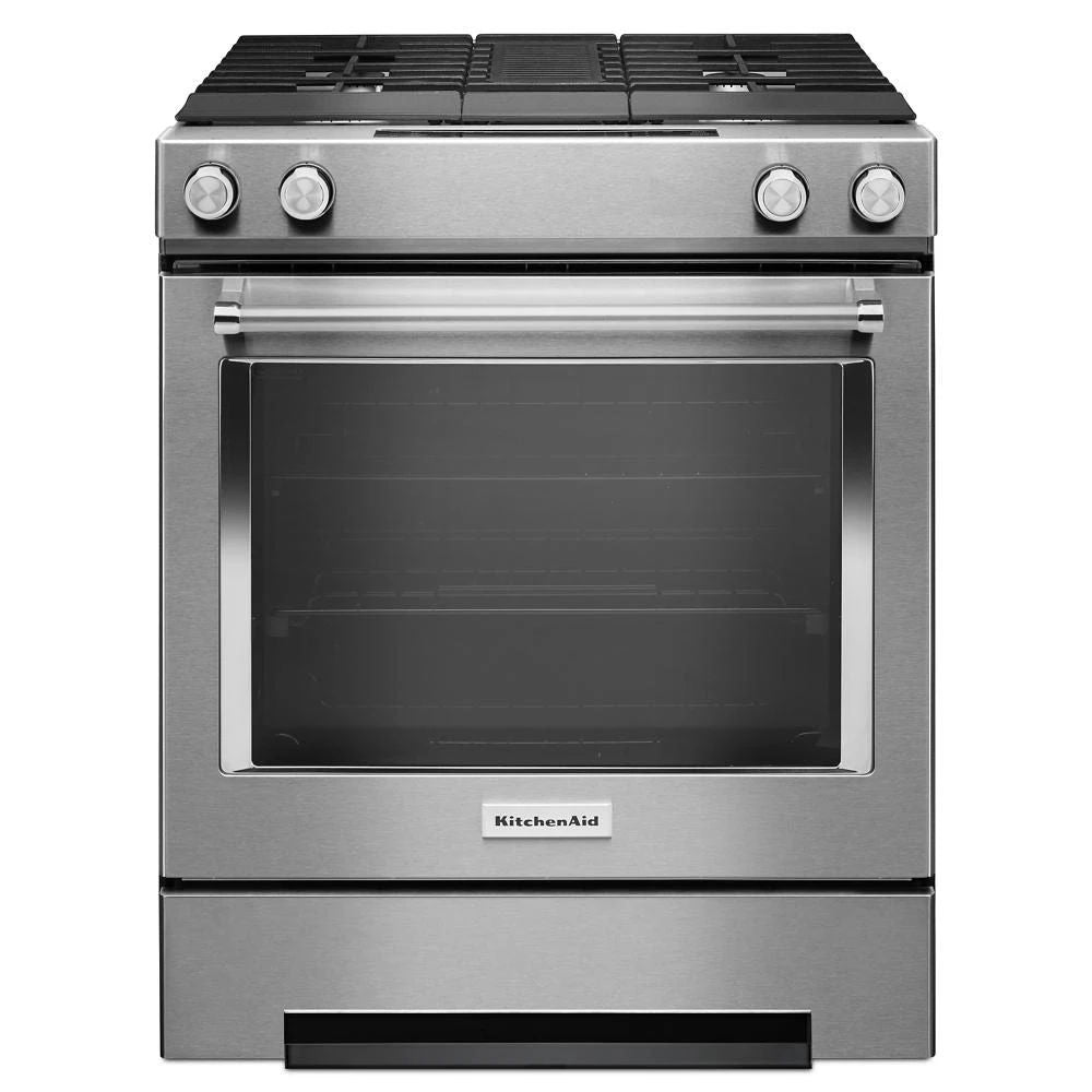 30" 4-Burner Dual Fuel Downdraft Slide-In Range