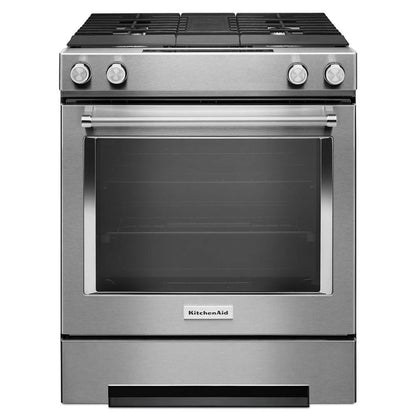 30" 4-Burner Dual Fuel Downdraft Slide-In Range