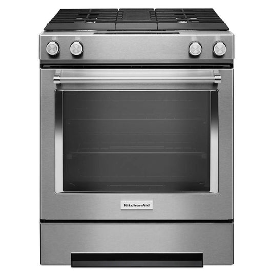 30" 4-Burner Dual Fuel Downdraft Slide-In Range