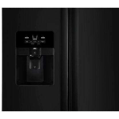 33" Wide Side-By-Side Refrigerator, 21 Cubic Feet, Frameless Glass Shelves - Black