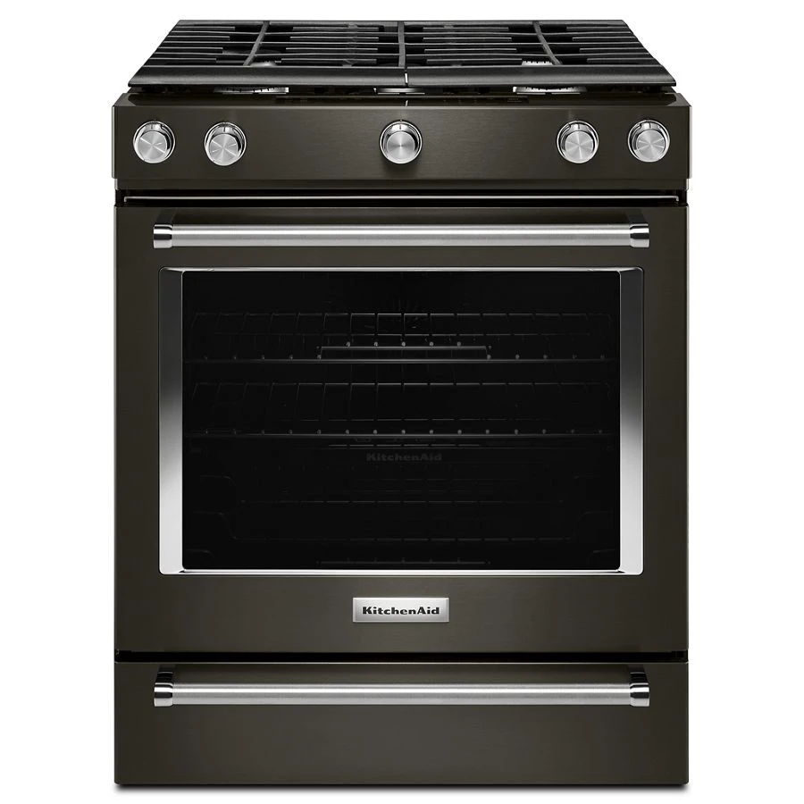 30" 5-Burner Gas Slide-In Convection Range - Black Stainless Steel With PrintShield Finish