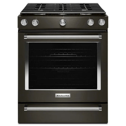 30" 5-Burner Gas Slide-In Convection Range - Black Stainless Steel With PrintShield Finish