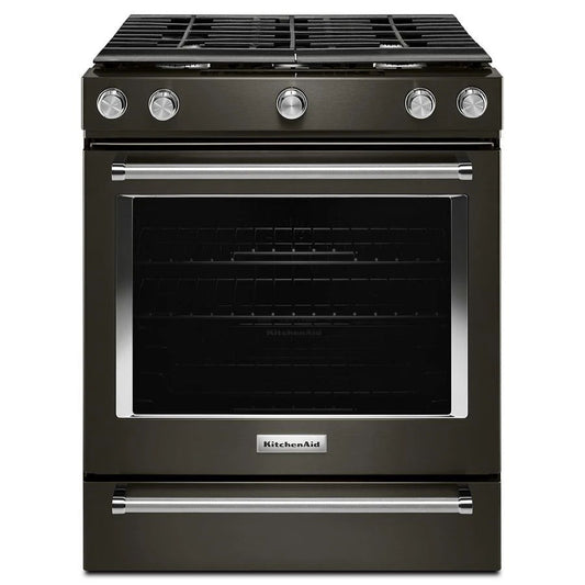 30" 5-Burner Gas Slide-In Convection Range - Black Stainless Steel With PrintShield Finish