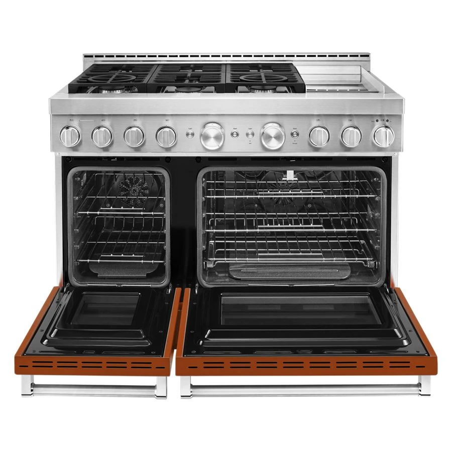 48'' Smart Commercial-Style Gas Range With Griddle - Scorched Orange