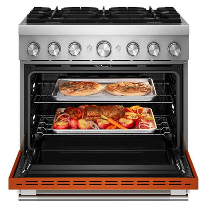 36" 6 Burner Commercial-Style Dual Fuel Range With No Preheat Air Fry Mode - Scorched Orange