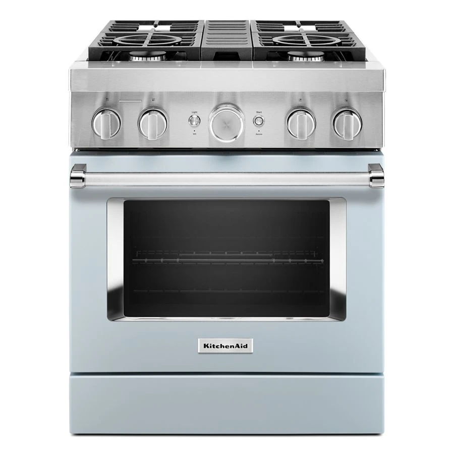 30'' Smart Commercial-Style Dual Fuel Range With 4 Burners - Misty Blue